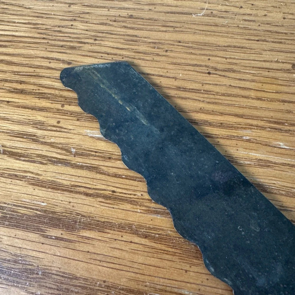Antique‎ Hand Forged Iron Serrated Bread Knife Primitive Scalloped Blade